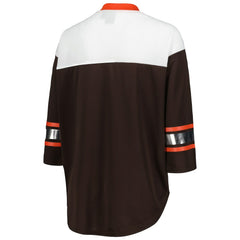 Cleveland Browns G-III 4Her by Carl Banks Women's Double Team 3/4-Sleeve Lace-Up T-Shirt Brown/White