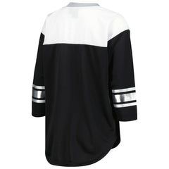 Las Vegas Raiders G-III 4Her by Carl Banks Women's Double Team 3/4-Sleeve Lace-Up T-Shirt Black/White