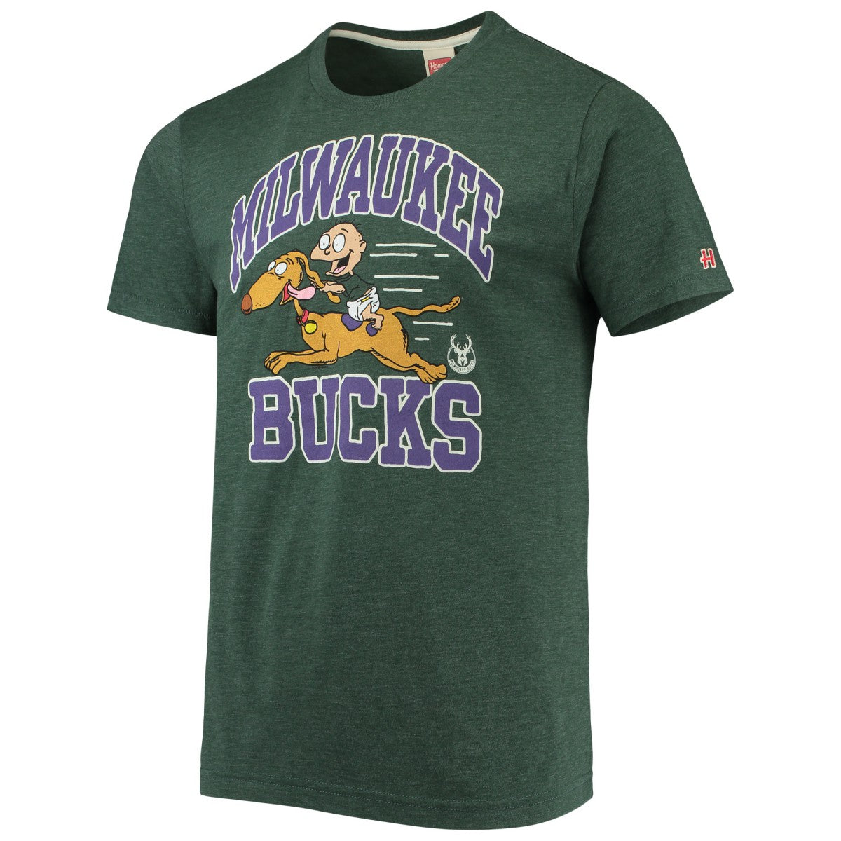 Milwaukee Bucks Homage NBA x Rugrats Tri-Blend T-Shirt Hunter Green
