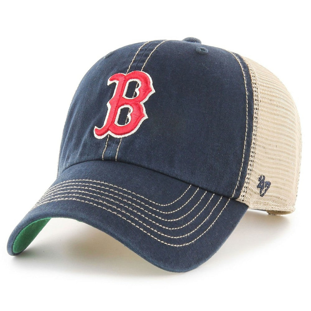 Boston Red Sox '47 Team Logo Trawler Clean Up Trucker Snapback Hat - Navy/Cream Hats