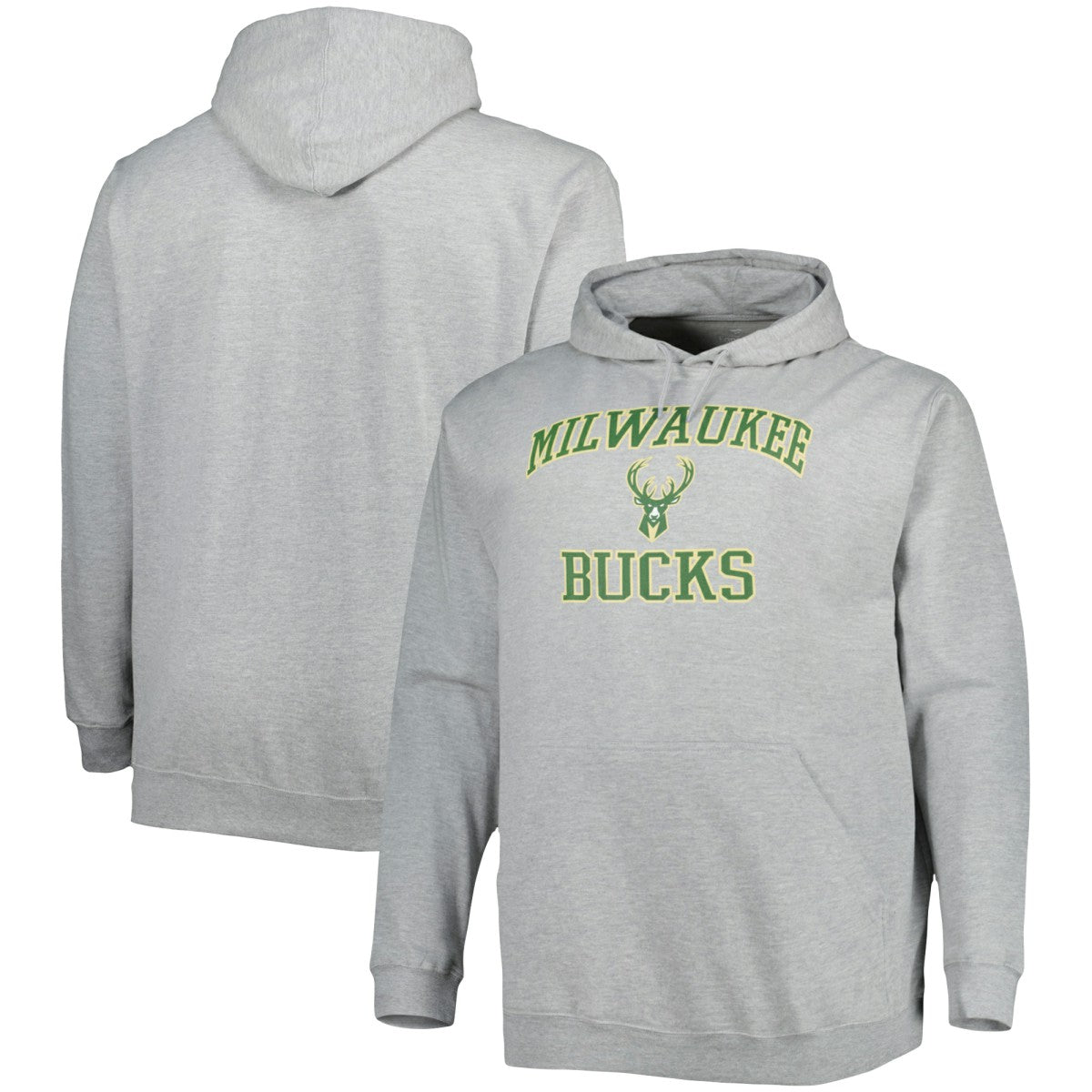 Milwaukee Bucks Big & Tall Heart & Soul Pullover Hoodie Heathered Gray