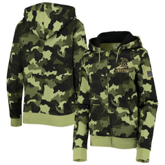 Boston Red Sox New Era Women's 2022 MLB Armed Forces Day Camo Full-Zip Hoodie - Green Hoodies