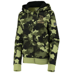 Boston Red Sox New Era Women's 2022 MLB Armed Forces Day Camo Full-Zip Hoodie - Green Hoodies