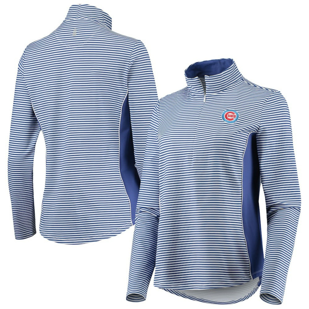 Chicago Cubs Tommy Bahama Women's Aubrey Stripe Block IslandZone Half-Zip Jacket - Royal Jackets