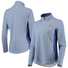 Chicago Cubs Tommy Bahama Women's Aubrey Stripe Block IslandZone Half-Zip Jacket - Royal Jackets