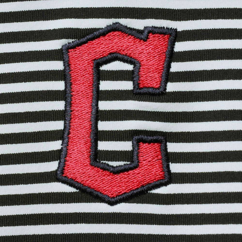 Cleveland Guardians Tommy Bahama Women's Aubrey Stripe Block IslandZone Half-Zip Jacket - Black Jackets