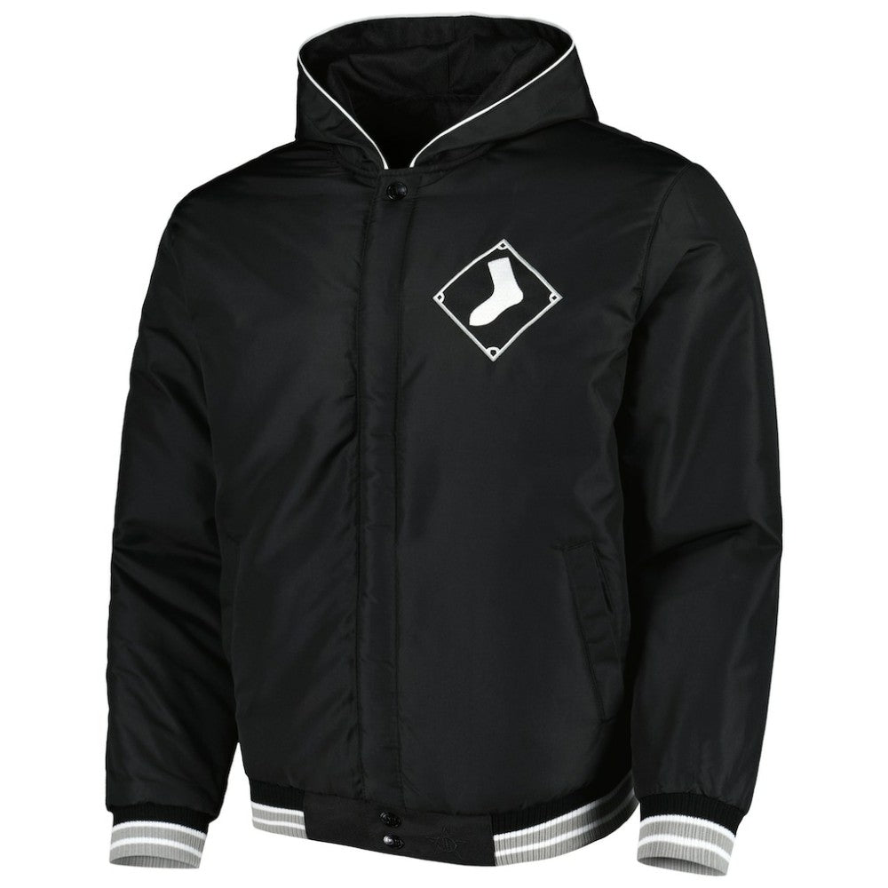 Chicago White Sox JH Design Reversible Fleece Full-Snap Hoodie Jacket - Black Jackets