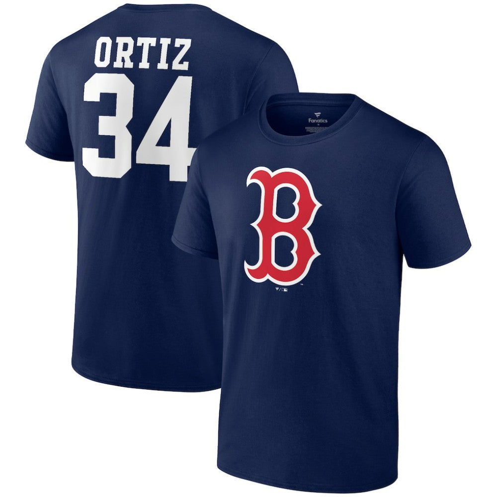 David Ortiz Boston Red Sox Fanatics Logo Graphic T-Shirt - Navy T-shirts