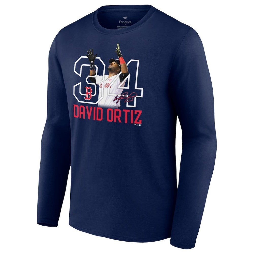 David Ortiz Boston Red Sox Fanatics Stats Resume Long Sleeve T-Shirt - Navy T-shirts