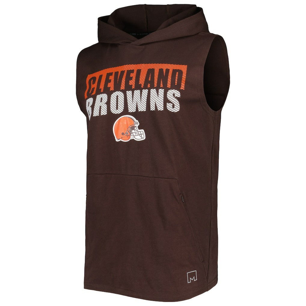 Cleveland Browns MSX by Michael Strahan Relay Sleeveless Pullover Hoodie Brown