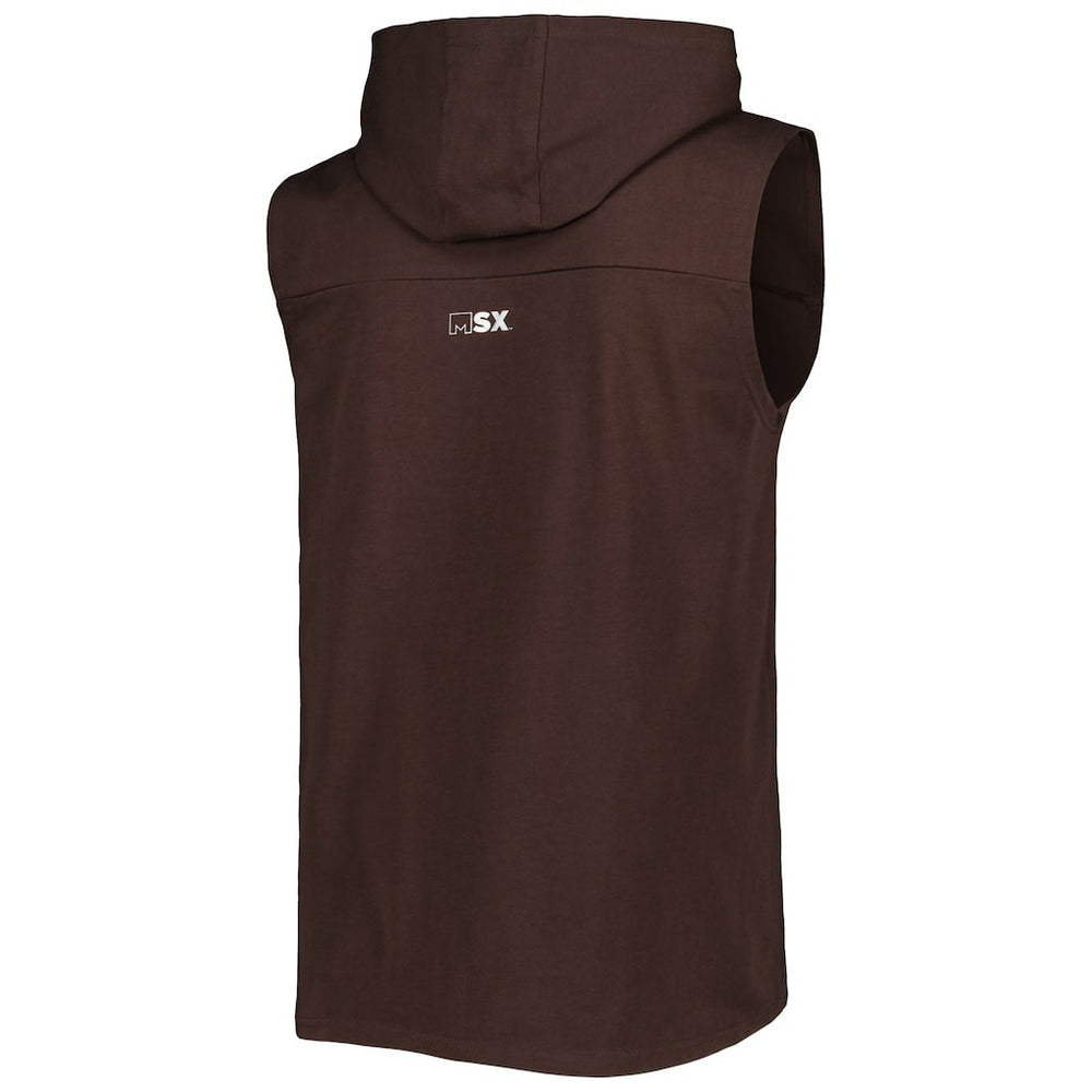 Cleveland Browns MSX by Michael Strahan Relay Sleeveless Pullover Hoodie Brown