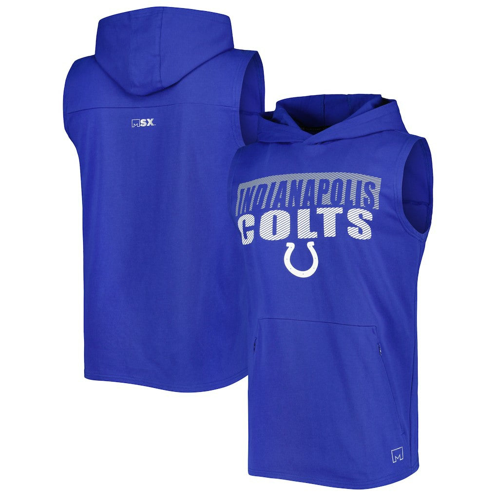 Indianapolis Colts MSX by Michael Strahan Relay Sleeveless Pullover Hoodie Royal