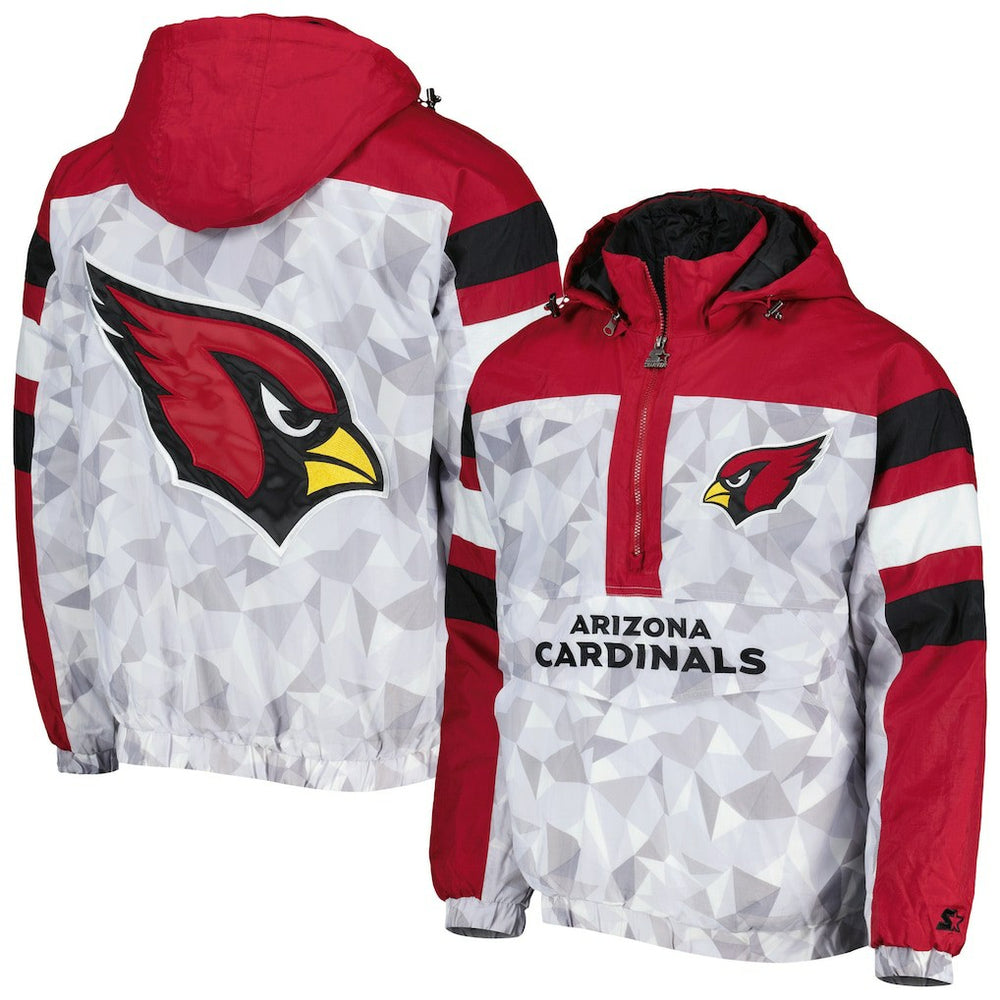 Arizona Cardinals Starter Thursday Night Gridiron Raglan Half-Zip Hooded Jacket White/Cardinal