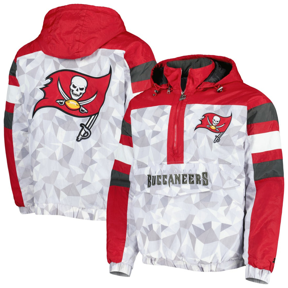 Tampa Bay Buccaneers Starter Thursday Night Gridiron Raglan Half-Zip Hooded Jacket White/Red