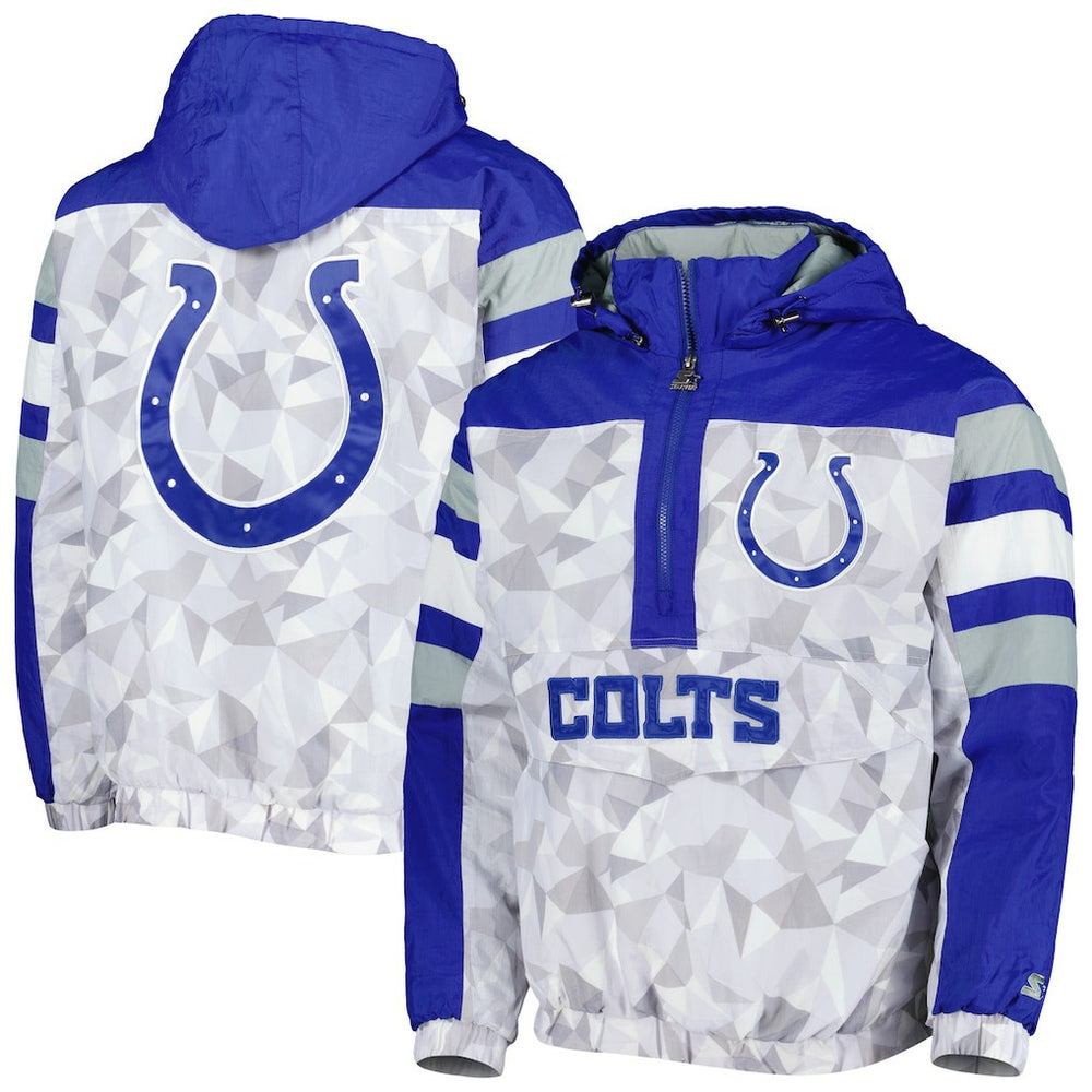 Indianapolis Colts Starter Thursday Night Gridiron Raglan Half-Zip Hooded Jacket White/Royal