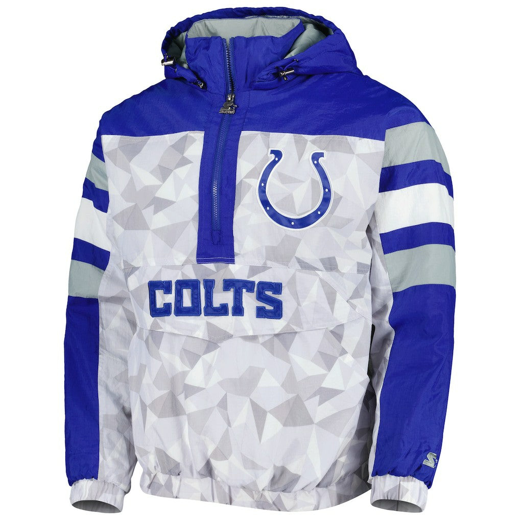 Indianapolis Colts Starter Thursday Night Gridiron Raglan Half-Zip Hooded Jacket White/Royal