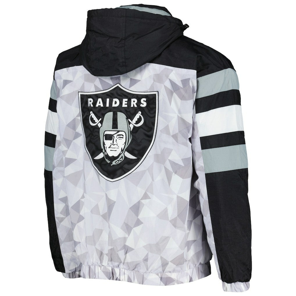 Las Vegas Raiders Starter Thursday Night Gridiron Raglan Half-Zip Hooded Jacket White/Black