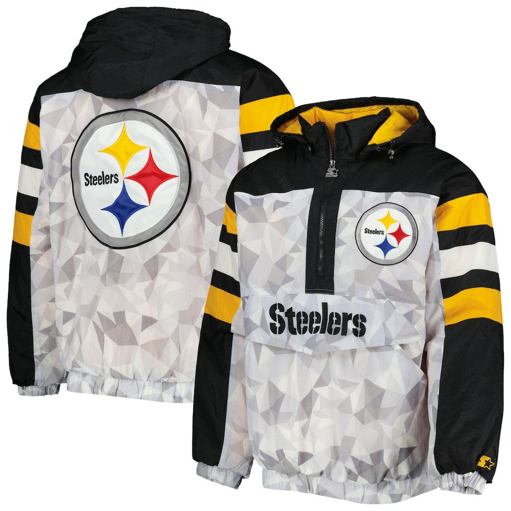 Pittsburgh Steelers Starter Thursday Night Gridiron Raglan Half-Zip Hooded Jacket White/Black
