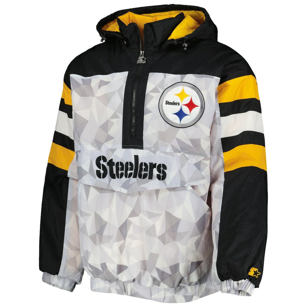 Pittsburgh Steelers Starter Thursday Night Gridiron Raglan Half-Zip Hooded Jacket White/Black
