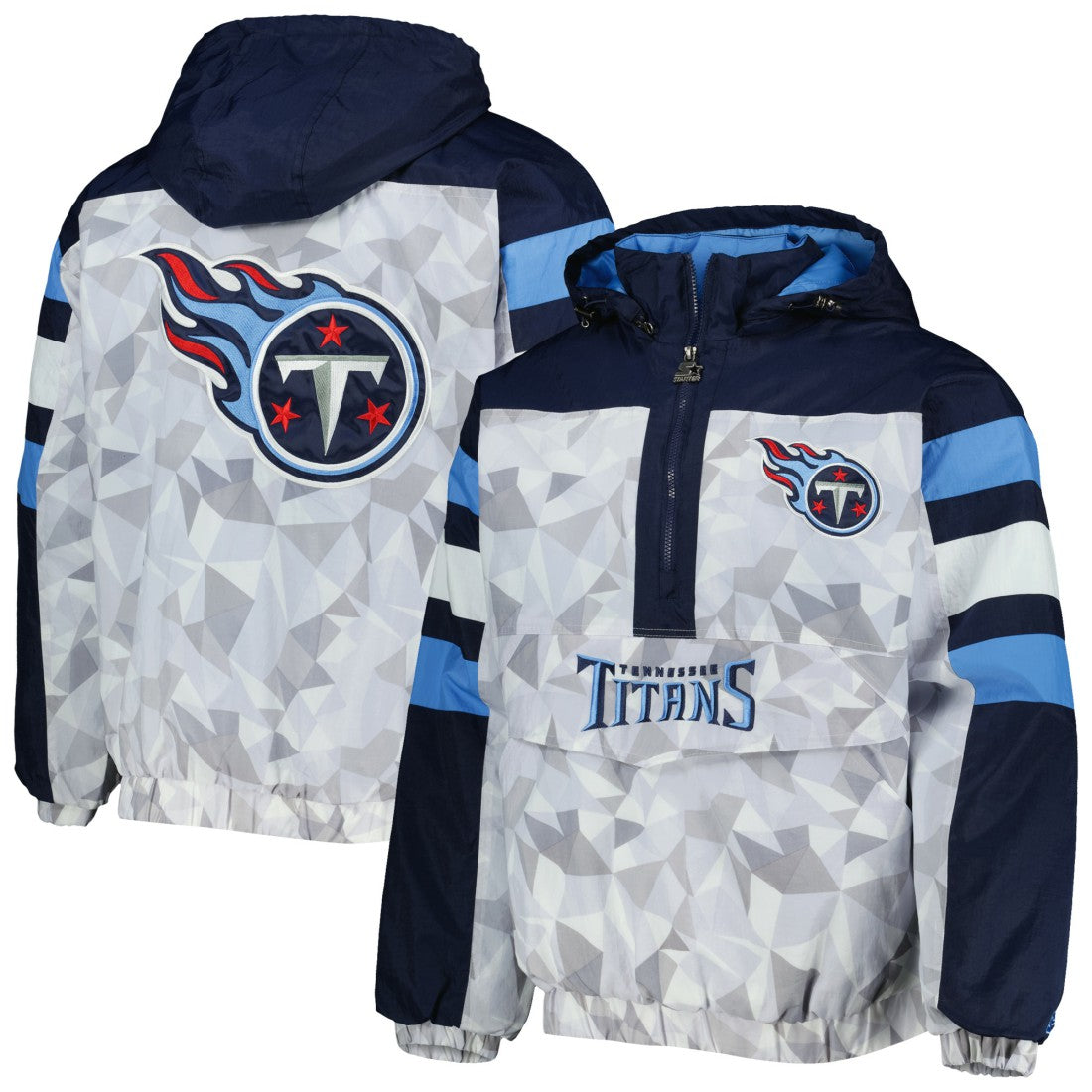 Tennessee Titans Starter Thursday Night Gridiron Raglan Half-Zip Hooded Jacket White/Navy