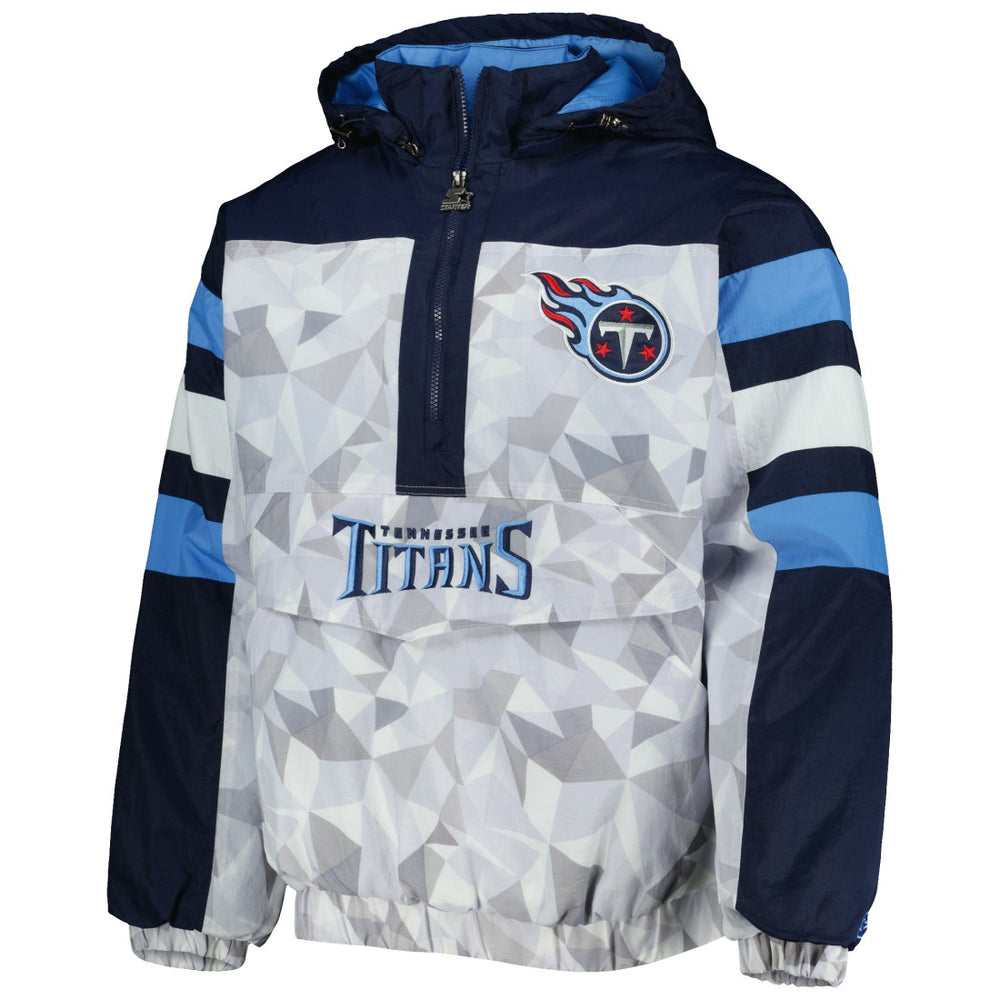 Tennessee Titans Starter Thursday Night Gridiron Raglan Half-Zip Hooded Jacket White/Navy