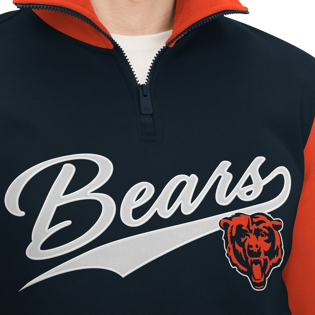 Chicago Bears Tommy Hilfiger Aiden Quarter-Zip Sweatshirt Navy/Orange