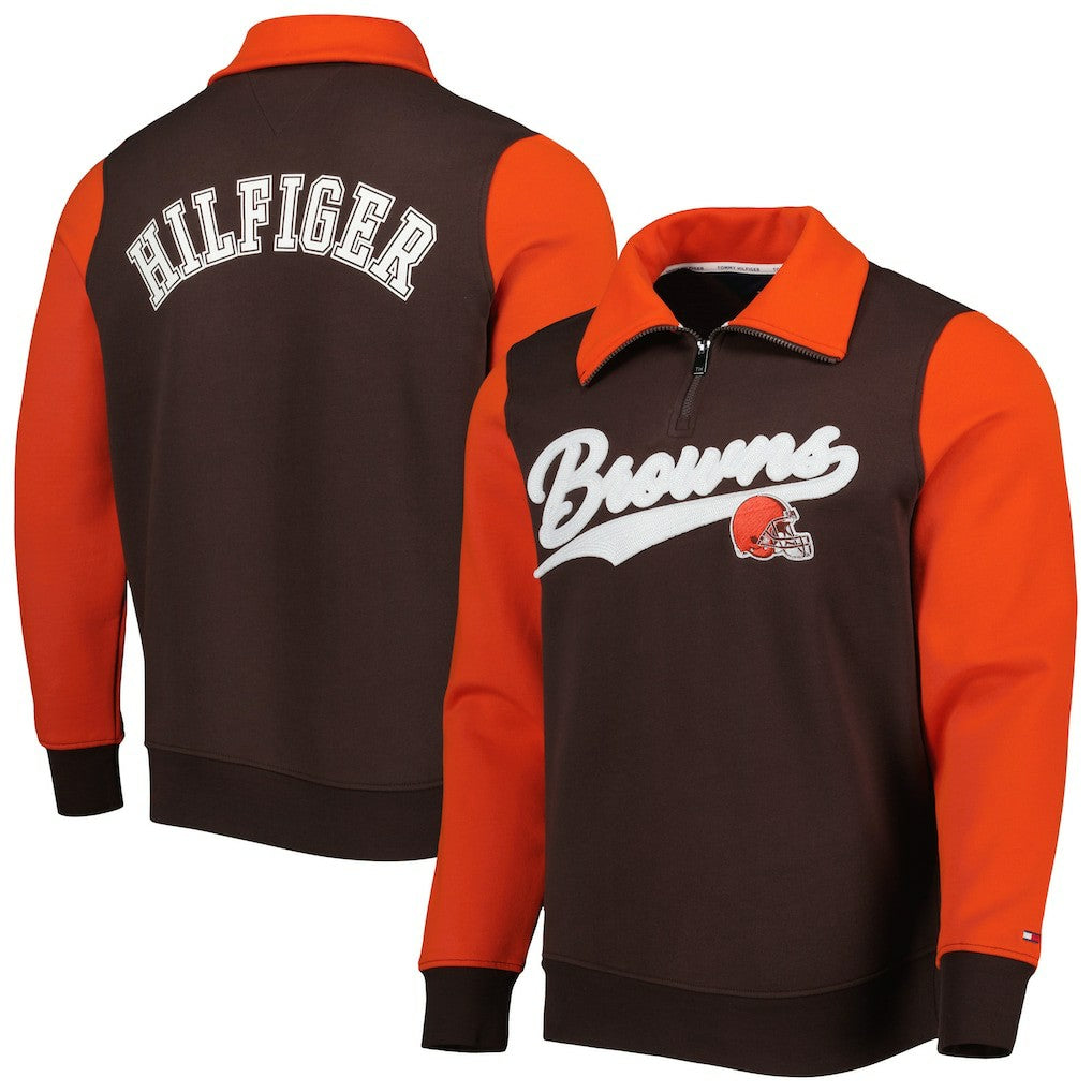 Cleveland Browns Tommy Hilfiger Aiden Quarter-Zip Sweatshirt Brown/Orange
