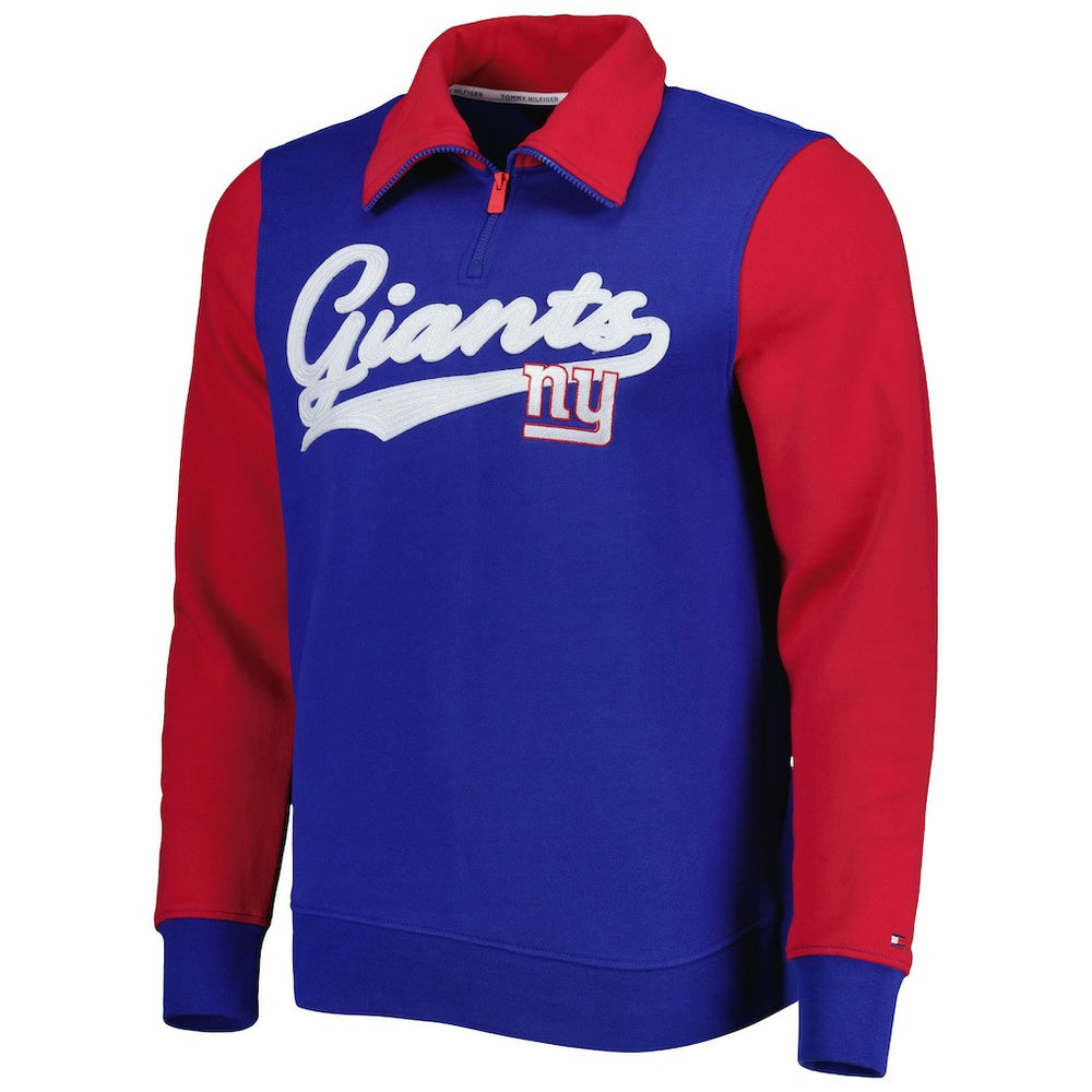 New York Giants Tommy Hilfiger Aiden Quarter-Zip Sweatshirt Royal/Red
