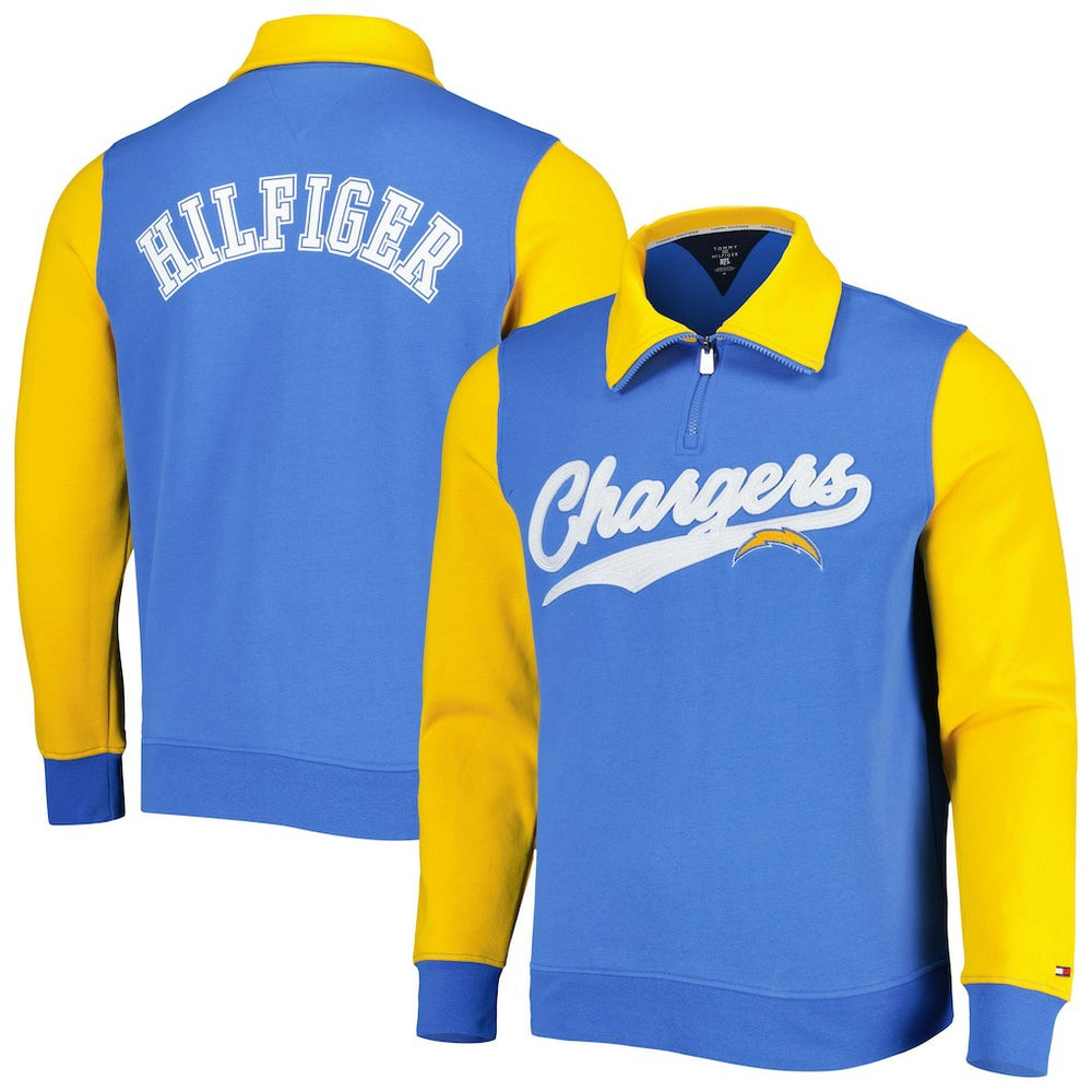 Los Angeles Chargers Tommy Hilfiger Aiden Quarter-Zip Sweatshirt Powder Blue/Gold