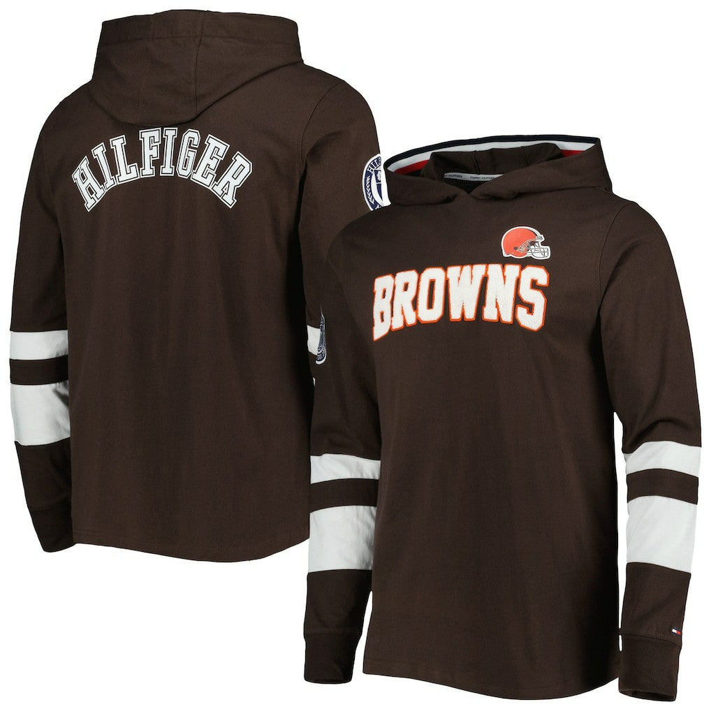Cleveland Browns Tommy Hilfiger Alex Long Sleeve Hoodie T-Shirt Brown/White
