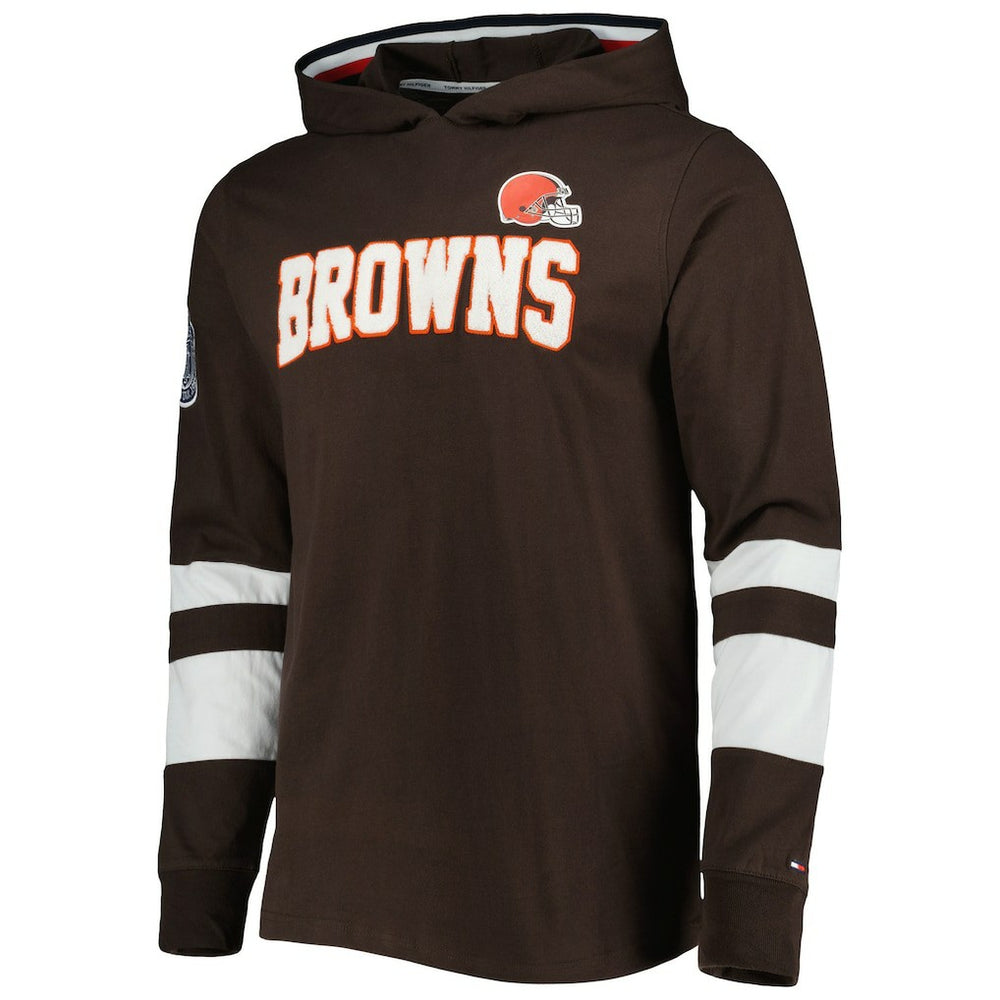 Cleveland Browns Tommy Hilfiger Alex Long Sleeve Hoodie T-Shirt Brown/White