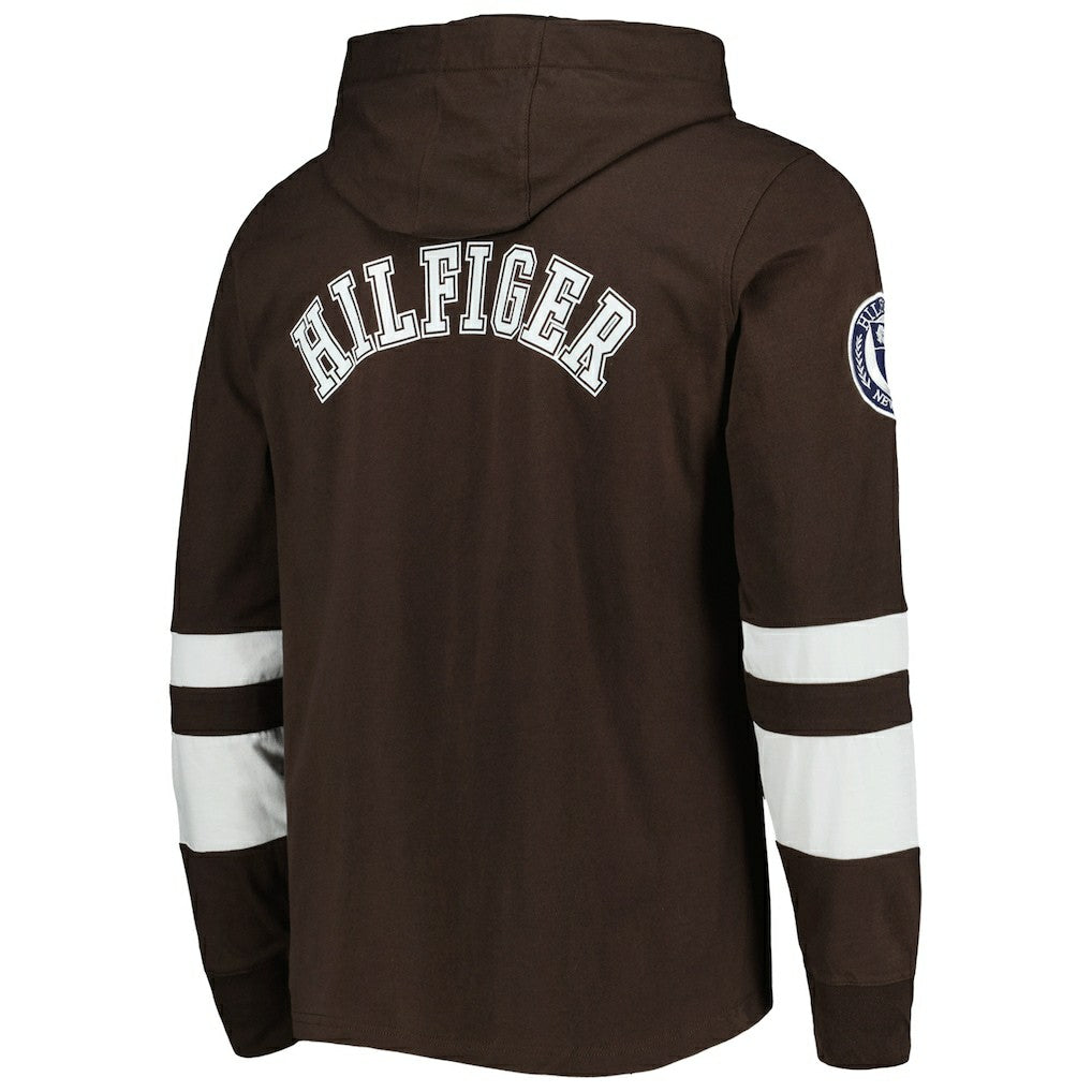 Cleveland Browns Tommy Hilfiger Alex Long Sleeve Hoodie T-Shirt Brown/White