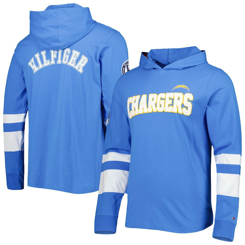 Los Angeles Chargers Tommy Hilfiger Alex Long Sleeve Hoodie T-Shirt Powder Blue/White