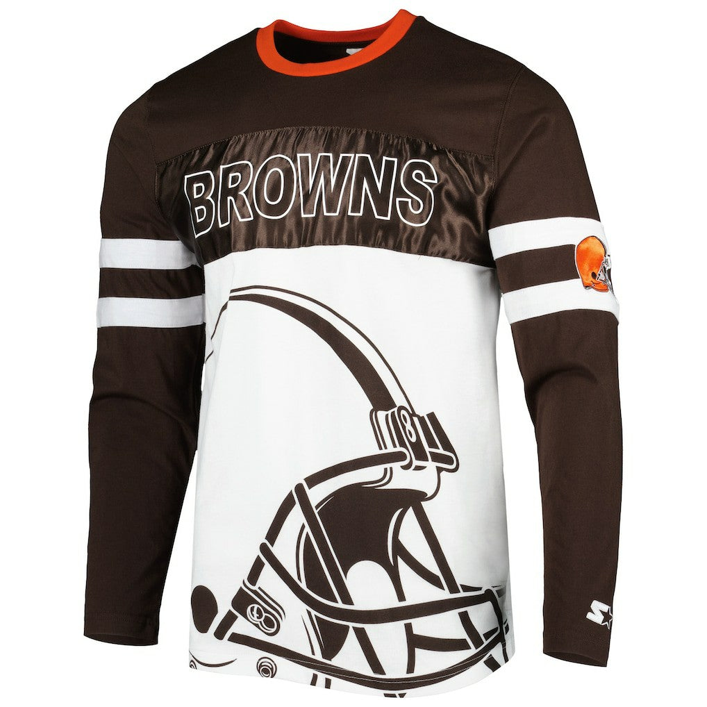Cleveland Browns Starter Halftime Long Sleeve T-Shirt Brown/White