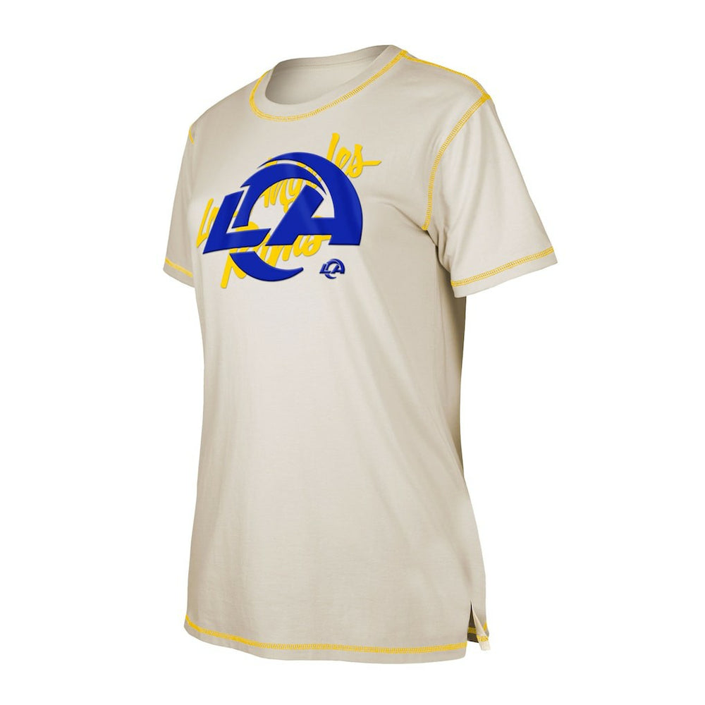 Los Angeles Rams New Era Women's Split T-Shirt Cream