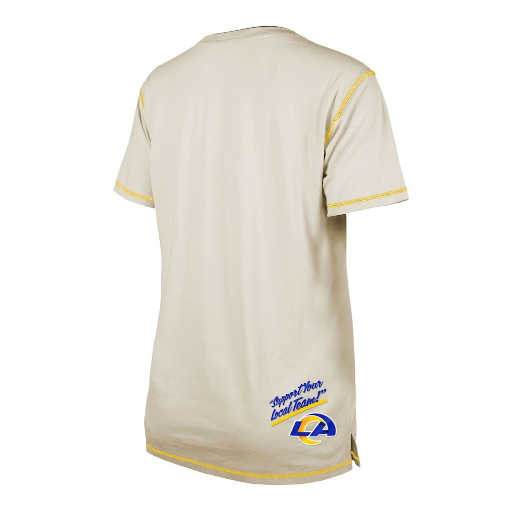 Los Angeles Rams New Era Women's Split T-Shirt Cream