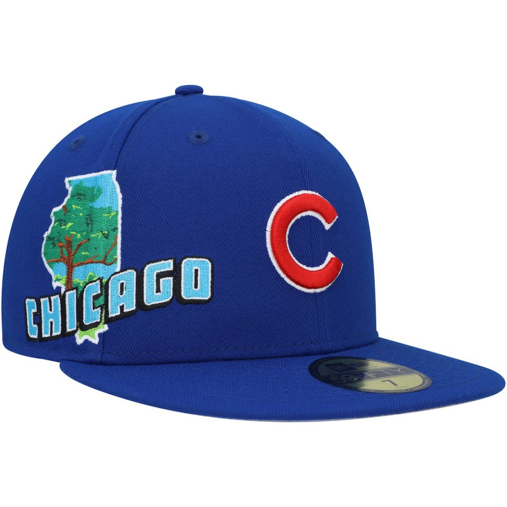 Chicago Cubs New Era Stateview 59FIFTY Fitted Hat - Royal Hats