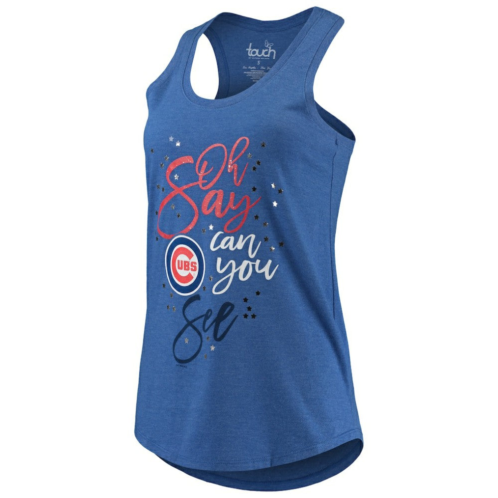 Chicago Cubs Touch Women's Americana Tri-Blend Racerback Tank Top - Royal Tanks