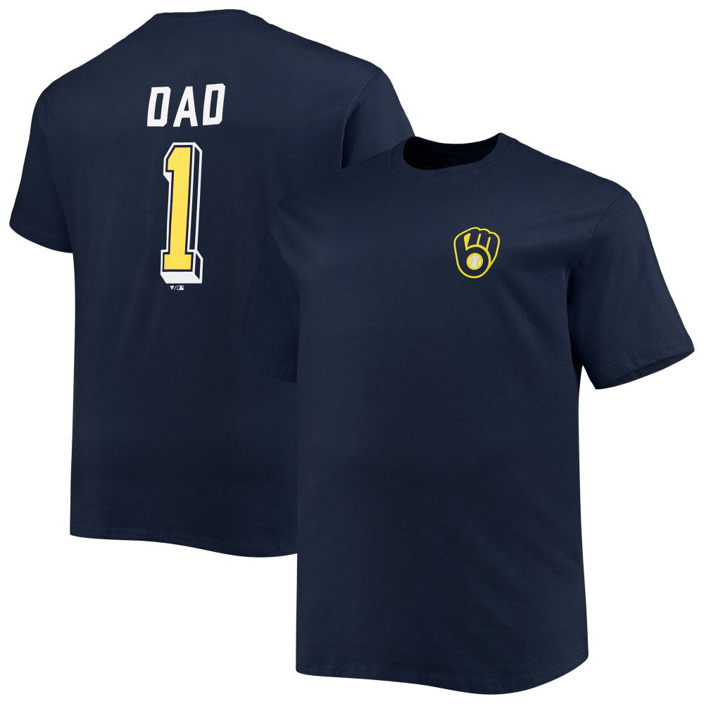 Milwaukee Brewers Big & Tall Father's Day #1 Dad T-Shirt - Navy T-shirts