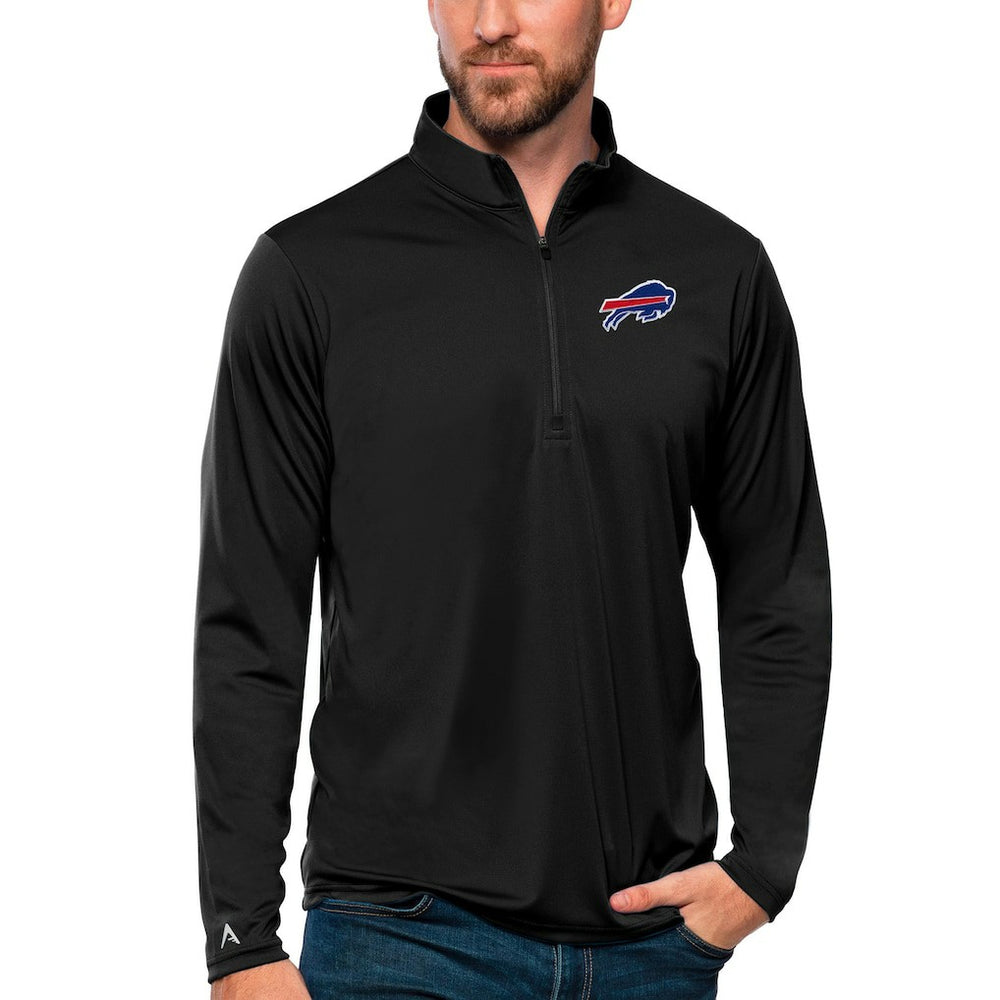 Buffalo Bills Antigua Tribute Quarter-Zip Lightweight Pullover Top Black