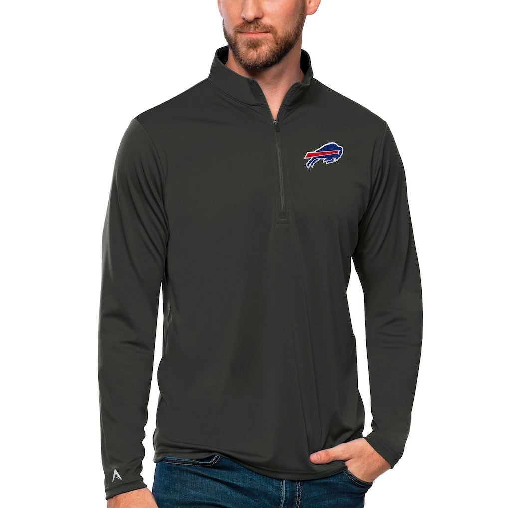 Buffalo Bills Antigua Tribute Quarter-Zip Lightweight Pullover Top Charcoal