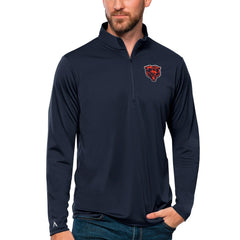 Chicago Bears Antigua Tribute Quarter-Zip Lightweight Pullover Top Navy
