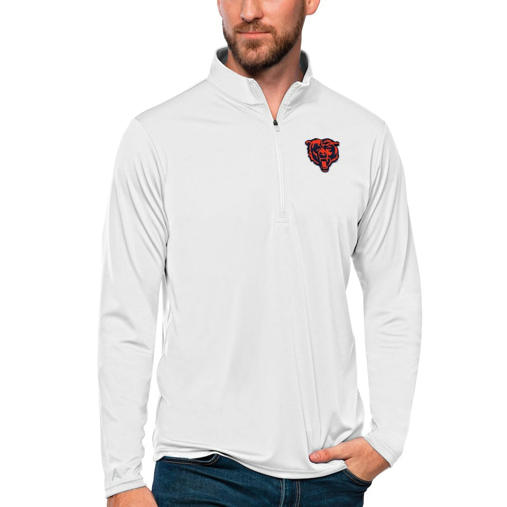 Chicago Bears Antigua Tribute Quarter-Zip Lightweight Pullover Top White