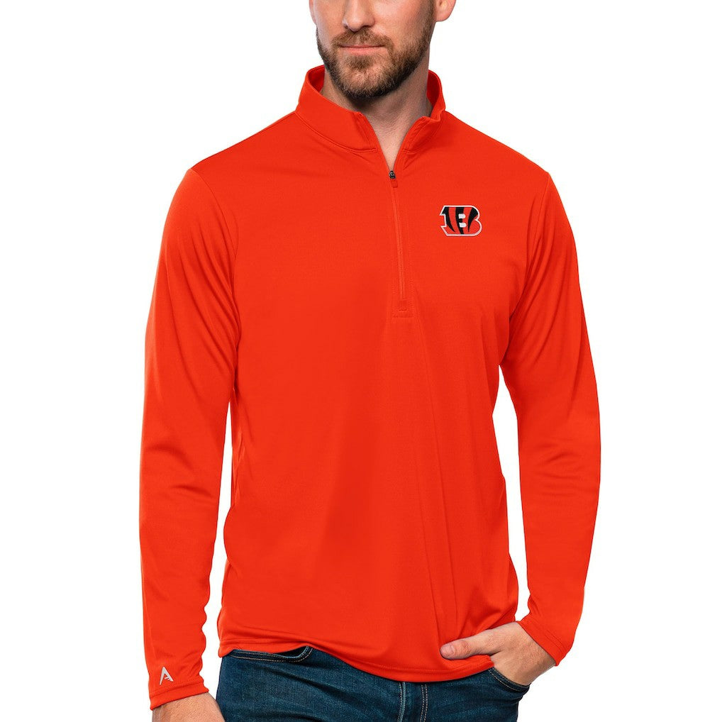 Cincinnati Bengals Antigua Tribute Quarter-Zip Lightweight Pullover Top Orange
