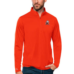 Cleveland Browns Antigua Tribute Quarter-Zip Lightweight Pullover Top Orange