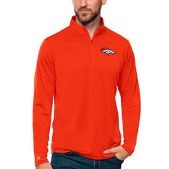 Denver Broncos Antigua Tribute Quarter-Zip Lightweight Pullover Top Orange