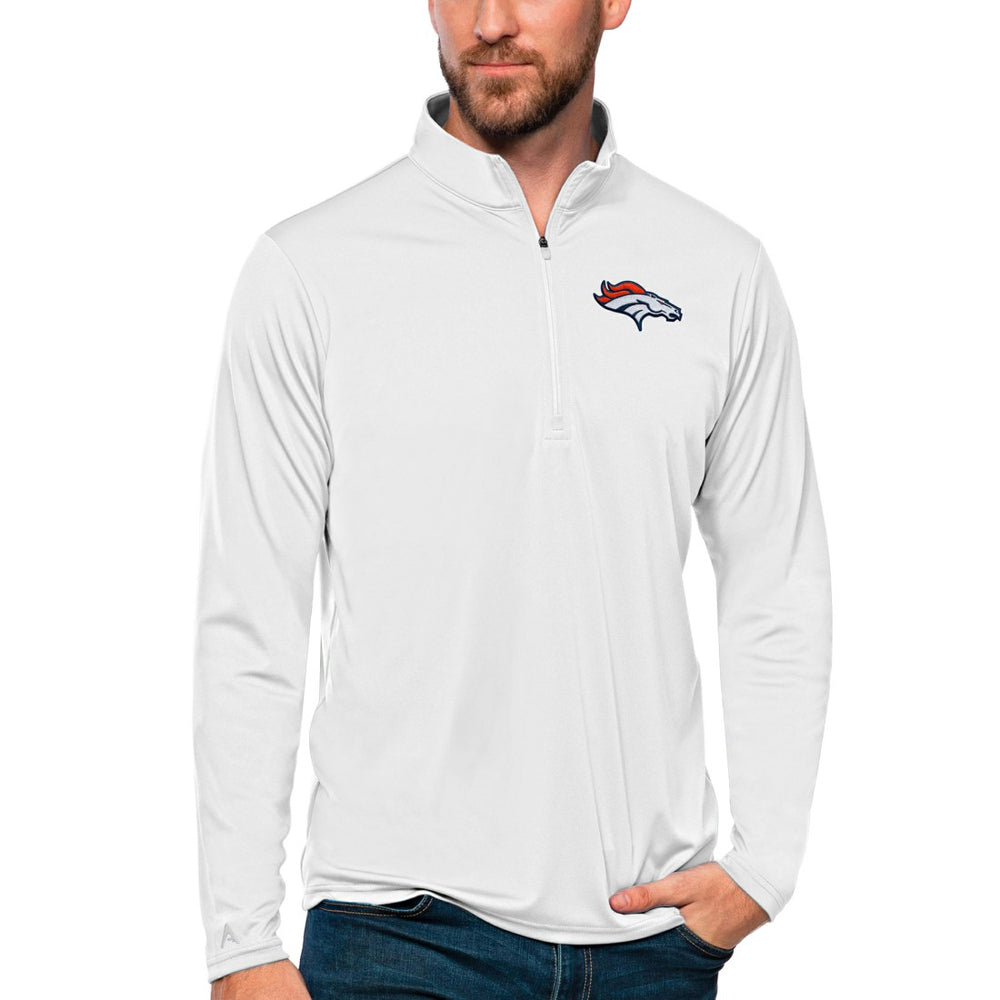 Denver Broncos Antigua Tribute Quarter-Zip Lightweight Pullover Top White