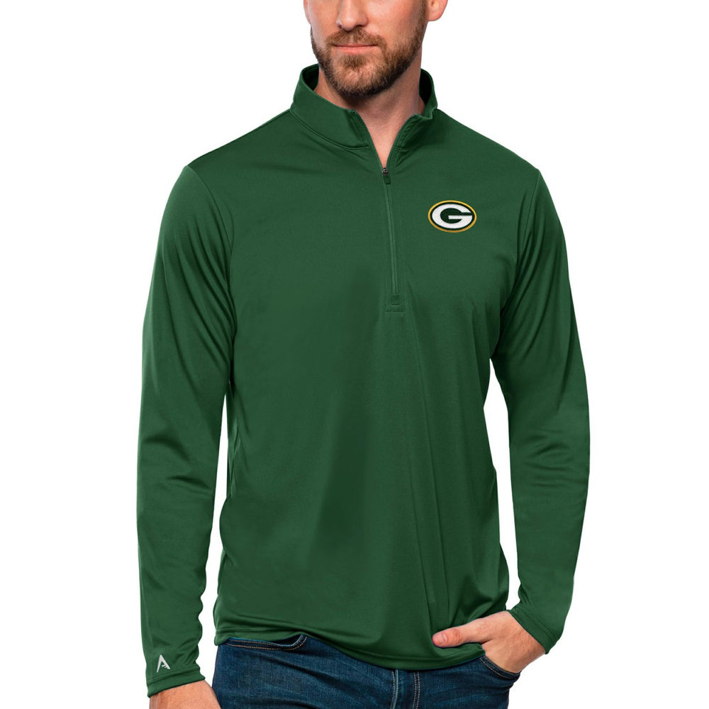 Green Bay Packers Antigua Tribute Quarter-Zip Lightweight Pullover Top Green
