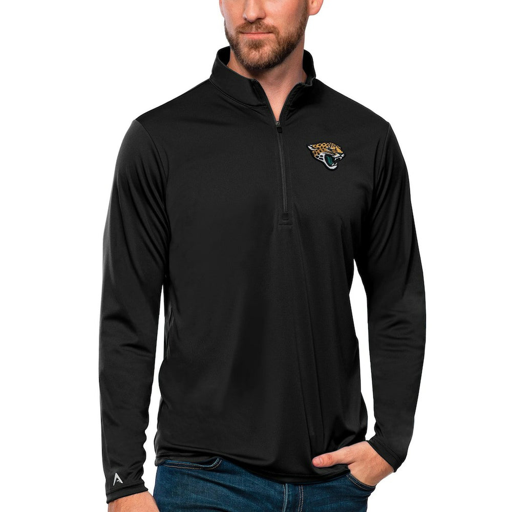 Jacksonville Jaguars Antigua Tribute Quarter-Zip Lightweight Pullover Top Black