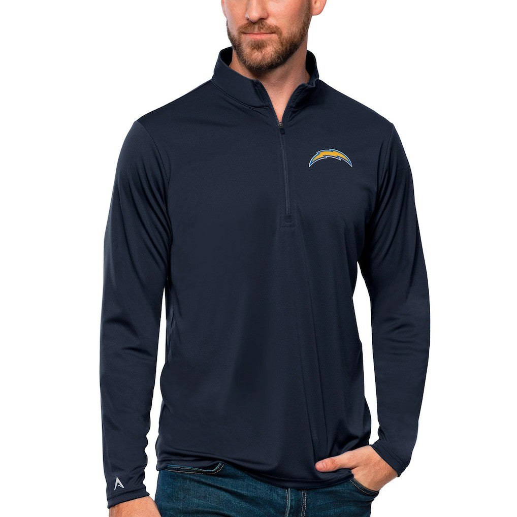 Los Angeles Chargers Antigua Tribute Quarter-Zip Lightweight Pullover Top Navy